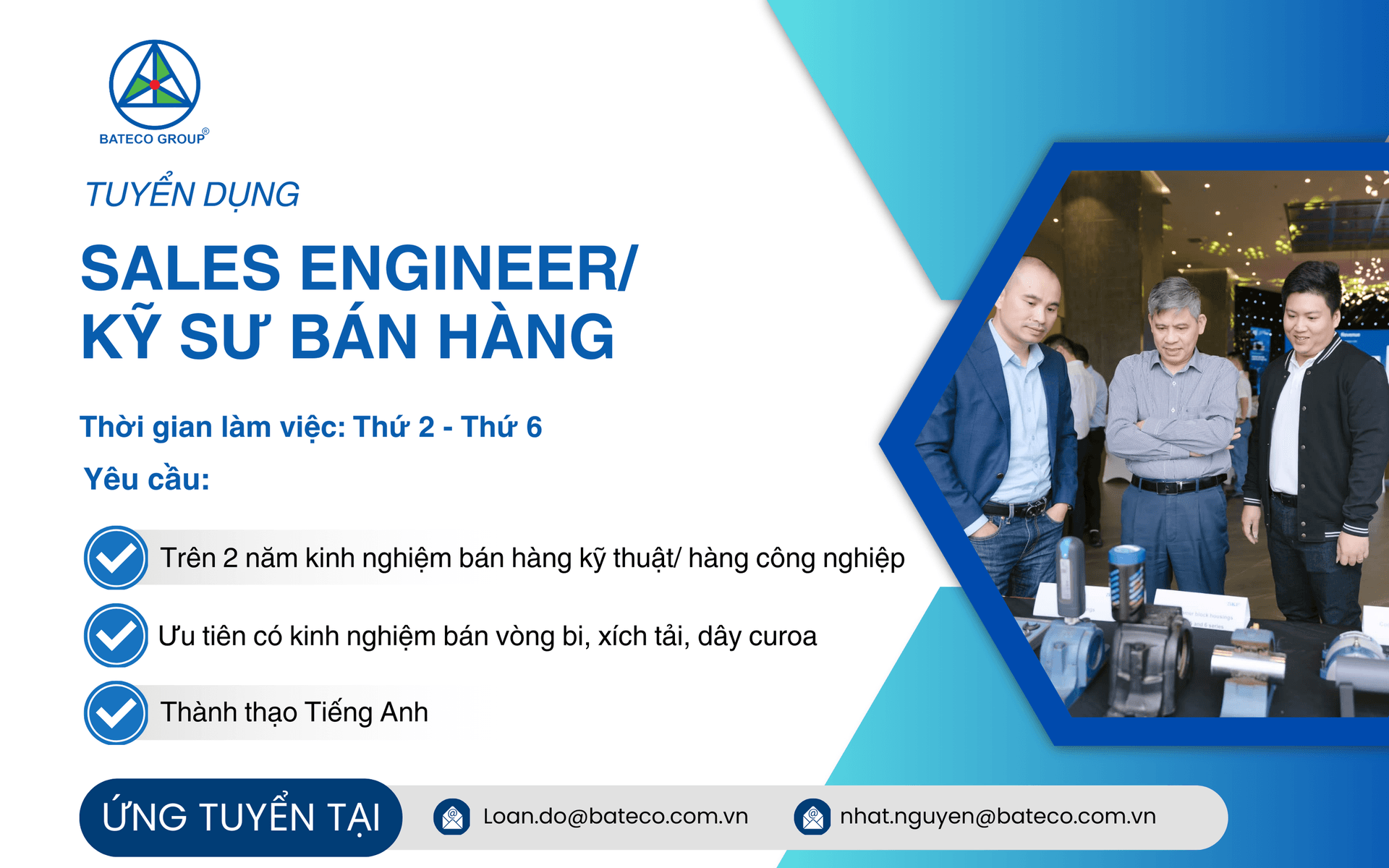 TUYỂN DỤNG: SALES ENGINEER/ KỸ SƯ BÁN HÀNG