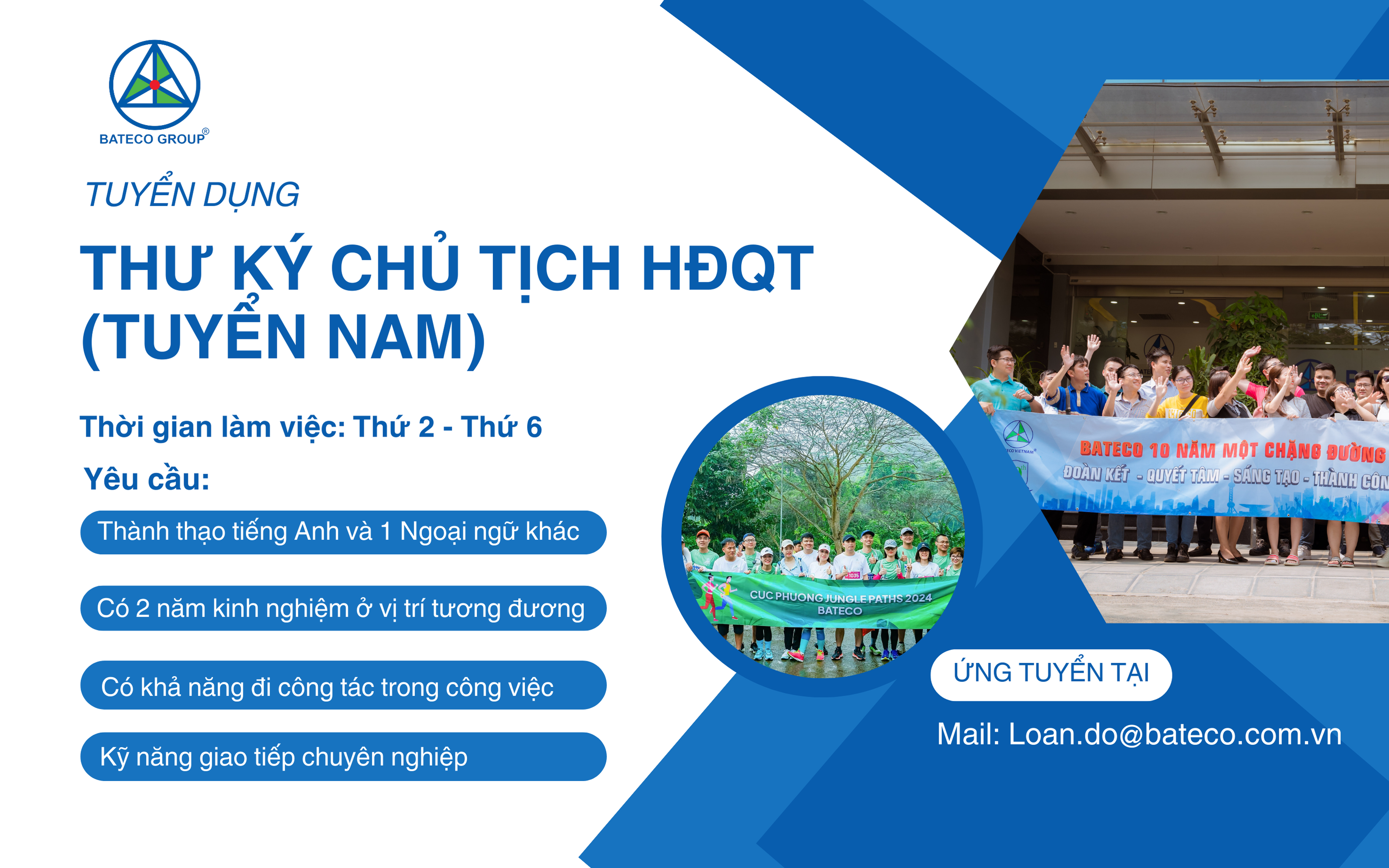 TUYỂN DỤNG: THƯ KÝ CHỦ TỊCH HĐQT ( TUYỂN NAM)